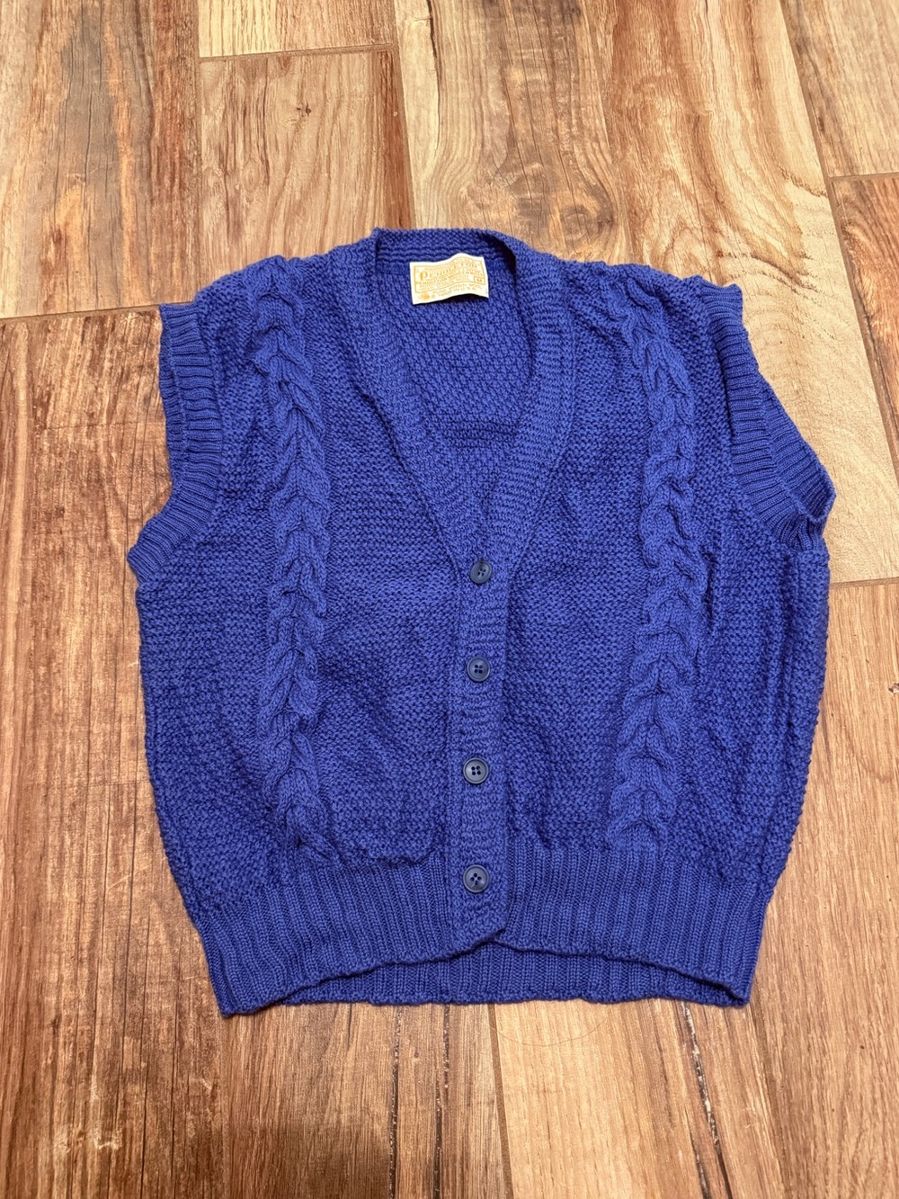 Pendleton Vintage Blue Wool Cable Knit Sweater Vest